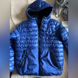 NWOT Kenneth Cole Fleece Interior Men’s Blue Puffer Jacket Size Large